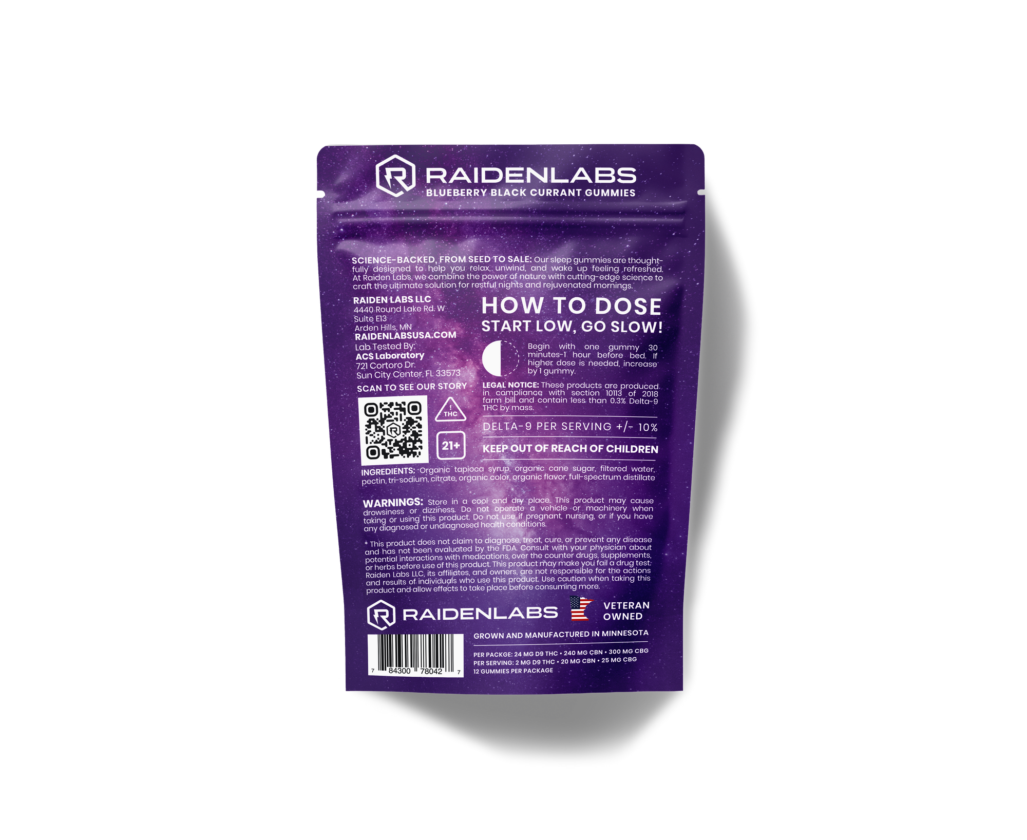 Nighttime Blueberry Black Current CBN, CBG - Δ9-THC Gummies