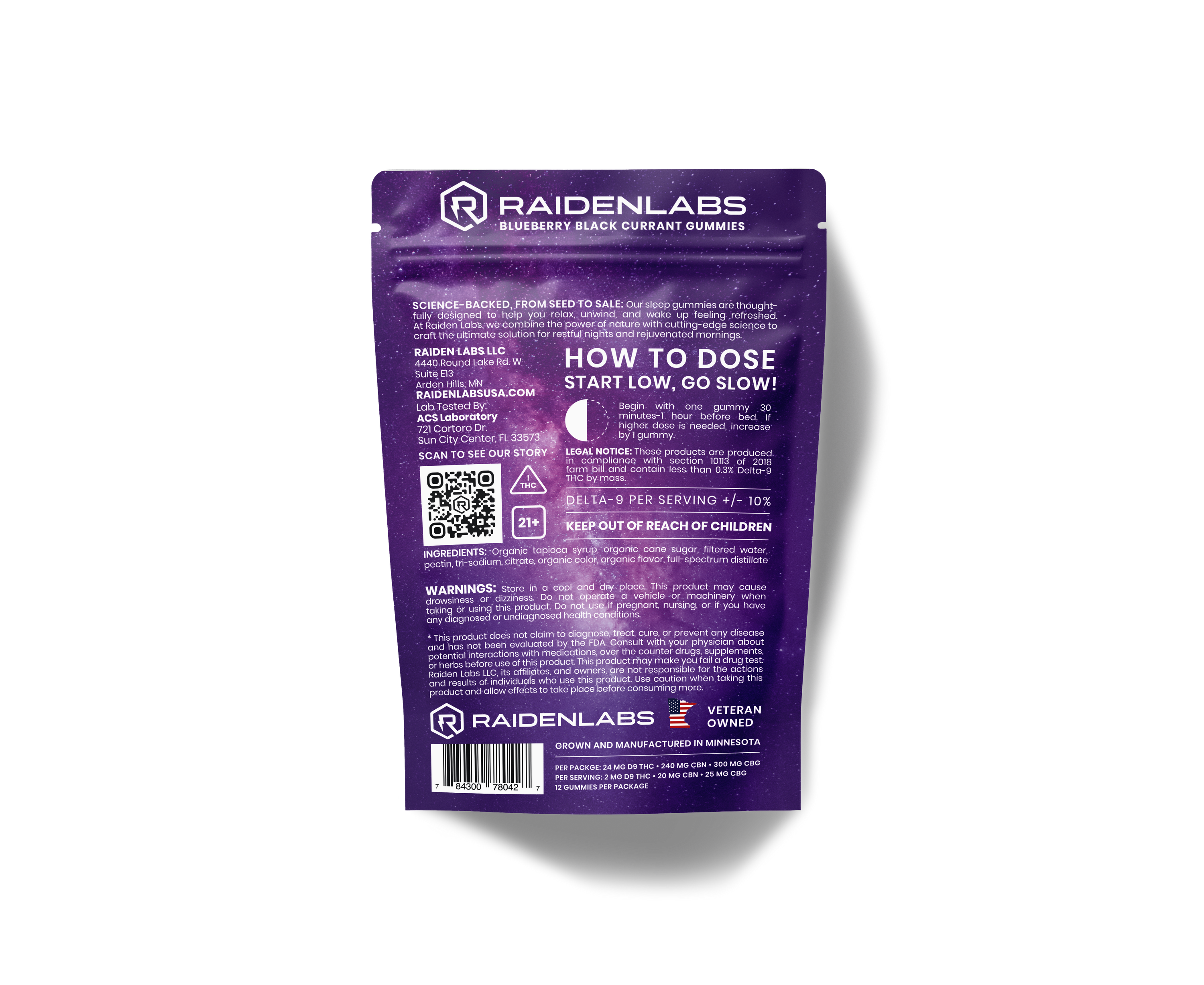 Nighttime Blueberry Black Current CBN, CBG - Δ9-THC Gummies